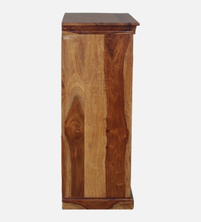 Compact Wooden Storage Cabinet with Carved Top and Lower Storage Compartment - Image 8