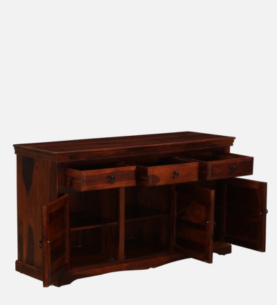 Elegant Wooden Sideboard with Open Display and Storage Drawer Compartments - Image 4