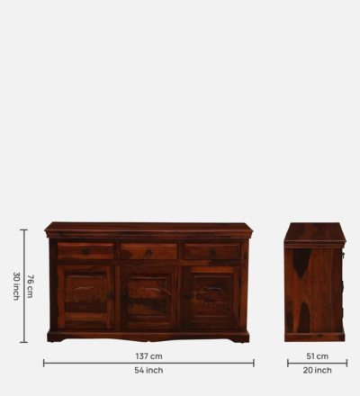 Elegant Wooden Sideboard with Open Display and Storage Drawer Compartments - Image 3