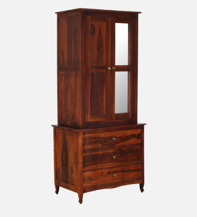 Indian Style Wooden Almirah in Sheesham with Lock and Shelves - Image 4