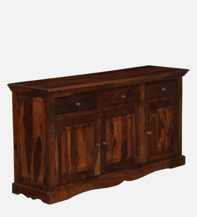 Handcrafted Sheesham Sideboard with Smooth Drawer Pulls and Storage Units - Image 5