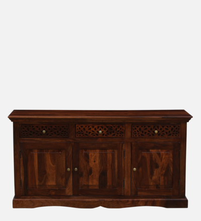 Handcrafted Sheesham Sideboard with Smooth Drawer Pulls and Storage Units - Image 4