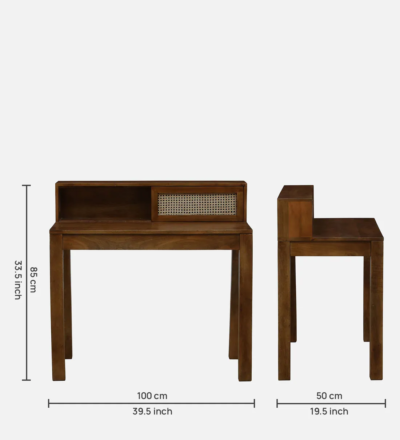 Sheesham Wood Study Table with Drawer and Open Storage Shelf for Home - Image 3