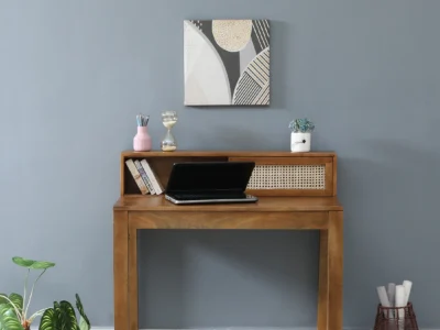 Sheesham wood study table with drawer and open storage shelf for home by Sarve Furniture