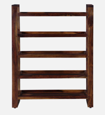 Compact Sheesham Wood Bookshelf with Open Display and Storage Drawers - Image 5
