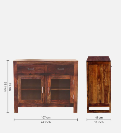 Premium Wooden Crockery Unit with Glass Front and Ample Internal Storage - Image 3