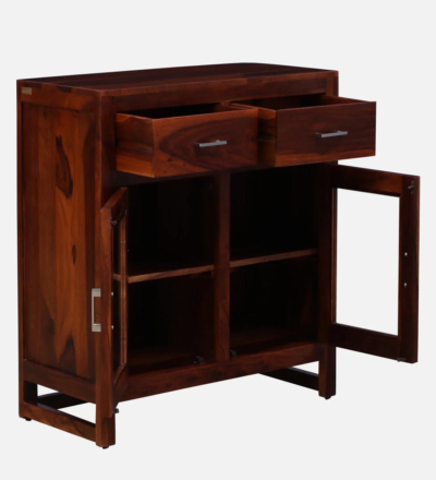 Elegant Crockery Display Cabinet with Sheesham Wood Finish and Adjustable Shelves - Image 4