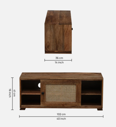 Designer Media Table in Sheesham Wood with Low Height and Storage - Image 3