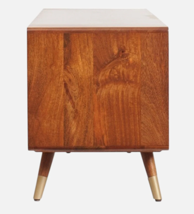 Floor Standing TV Unit in Sheesham with Retro Design and Open Racks - Image 7