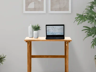 Student study table with open shelves and spacious writing surface for home