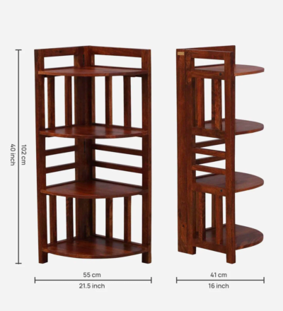 Classic Sheesham Wooden Bookcase with Solid Back Panel and Sturdy Frame - Image 3