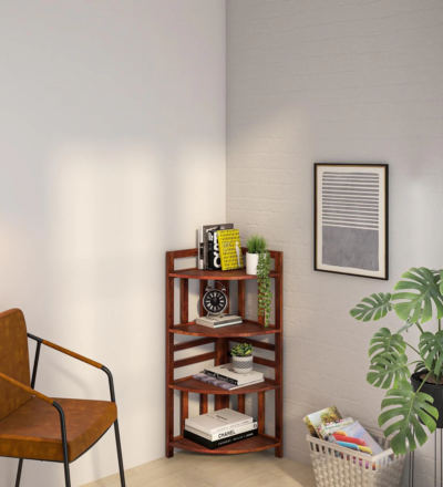 Classic Sheesham wooden bookcase with solid back panel and sturdy frame by Sarve Furniture