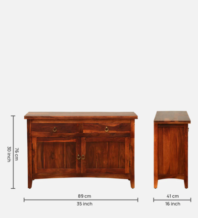 Designer Wooden Sideboard with Open Shelves and Closed Storage Cabinets - Image 3