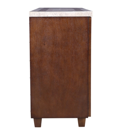 Rustic Wooden Crockery Unit with Carved Details and Ample Storage Space - Image 9