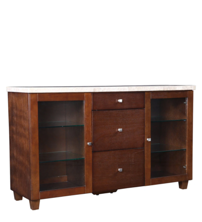 Rustic Wooden Crockery Unit with Carved Details and Ample Storage Space - Image 11