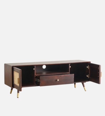Wooden Entertainment Console with Sheesham Wood Finish and Ample Storage - Image 6