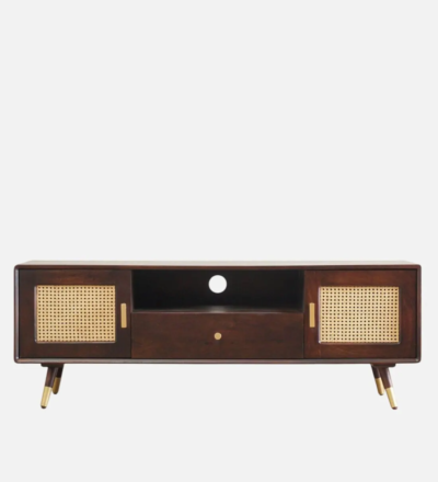 Wooden Entertainment Console with Sheesham Wood Finish and Ample Storage - Image 7