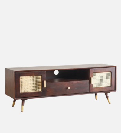Wooden Entertainment Console with Sheesham Wood Finish and Ample Storage - Image 4