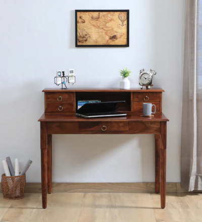 Minimalist Sheesham wood study table with clean lines for compact rooms by Sarve Furniture