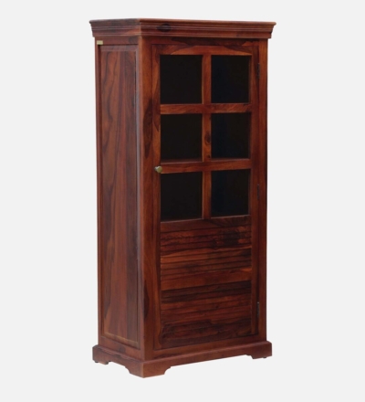 Large Sheesham Crockery Cabinet with Drawers, Shelves, and Glass Doors - Image 4