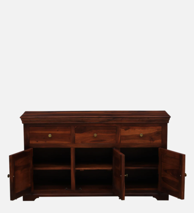 Premium Teak Finish Sideboard with Wooden Doors and Adjustable Shelving Units - Image 4