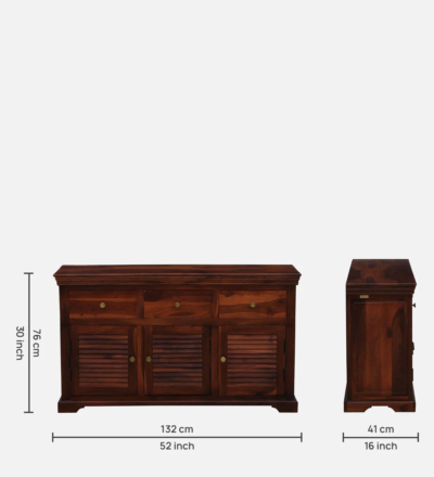 Premium Teak Finish Sideboard with Wooden Doors and Adjustable Shelving Units - Image 3