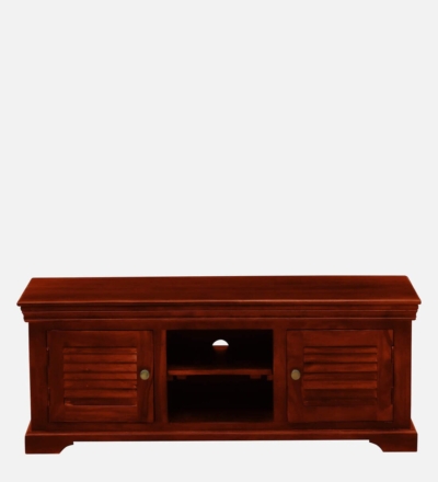 Entertainment Media Console in Solid Sheesham Wood with Wire Ports - Image 4