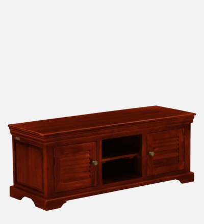 Entertainment Media Console in Solid Sheesham Wood with Wire Ports - Image 6