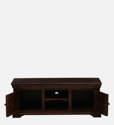 Classic Look TV Unit Sheesham Wood with Drawer and Shelf Combo - Image 4