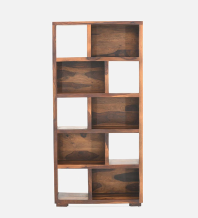 Space-Saving Sheesham Bookshelf with Bottom Cabinet and Open Shelves - Image 5