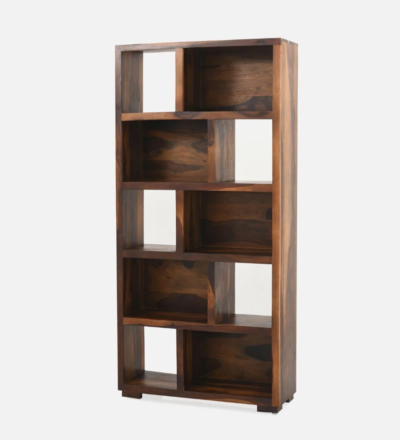 Space-Saving Sheesham Bookshelf with Bottom Cabinet and Open Shelves - Image 6