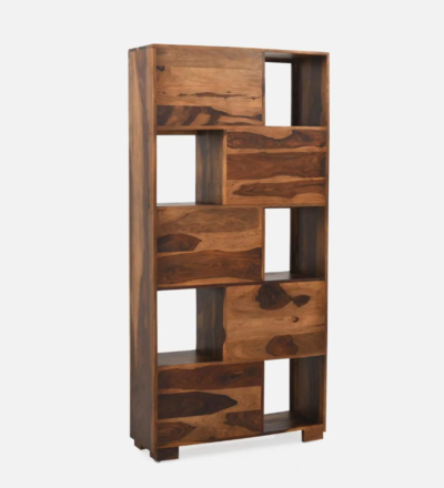 Space-Saving Sheesham Bookshelf with Bottom Cabinet and Open Shelves - Image 7