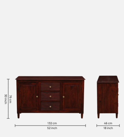 Designer Wooden Sideboard with Polished Surface and Multiple Storage Units - Image 3