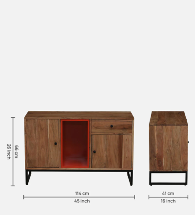 Rustic Teak Sideboard with Carved Panels and Wide Storage Compartments1 Darwer - Image 3