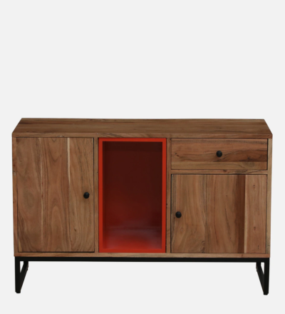 Rustic Teak Sideboard with Carved Panels and Wide Storage Compartments1 Darwer - Image 5