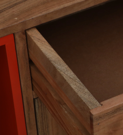 Rustic Teak Sideboard with Carved Panels and Wide Storage Compartments1 Darwer - Image 10