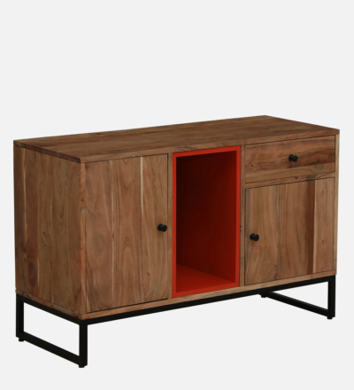 Rustic Teak Sideboard with Carved Panels and Wide Storage Compartments1 Darwer - Image 6