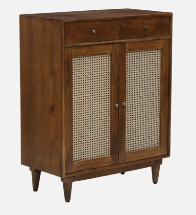 Designer Teak Wood Cabinet with Dual Door Front and Wooden Frame Shelving - Image 4