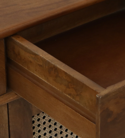 Designer Teak Wood Cabinet with Dual Door Front and Wooden Frame Shelving - Image 9