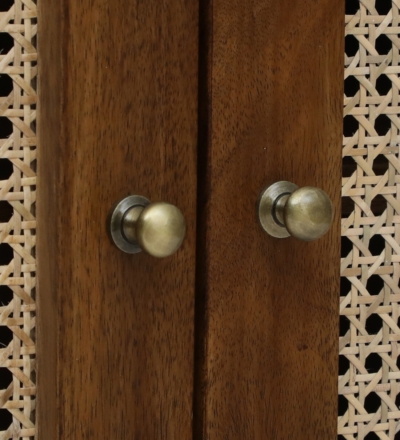 Designer Teak Wood Cabinet with Dual Door Front and Wooden Frame Shelving - Image 10