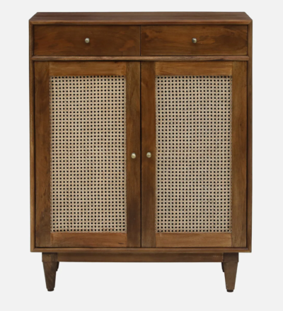 Designer Teak Wood Cabinet with Dual Door Front and Wooden Frame Shelving - Image 6