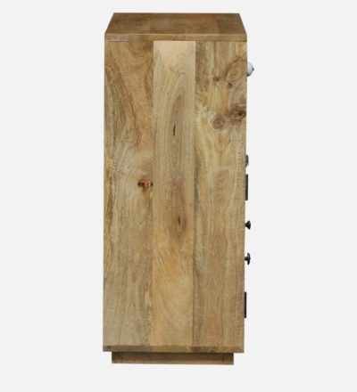 Handcrafted Teak Finish Cabinet with Multi-Level Shelves and Closed Storage - Image 8