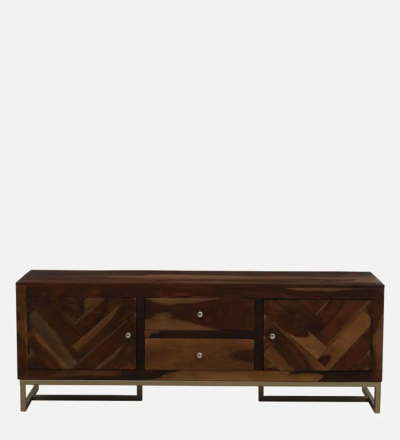 Wide TV Stand with Carved Drawers in Sheesham Wood Finish - Image 8