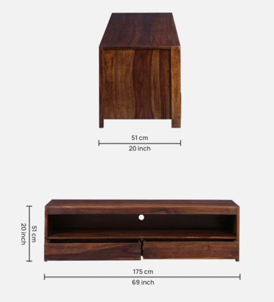 Modern Indian TV Console in Sheesham with Streamlined Structure - Image 3
