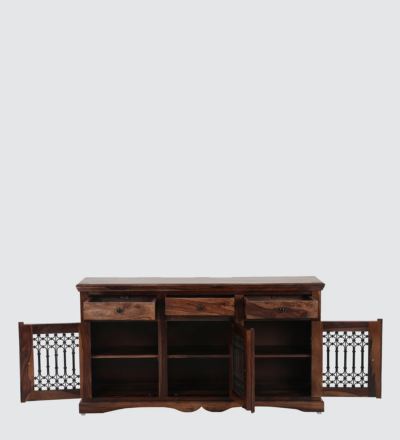 Solid Wooden Sideboard with Open Display and Storage Drawer Compartments - Image 6