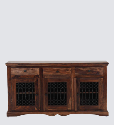 Solid Wooden Sideboard with Open Display and Storage Drawer Compartments - Image 9