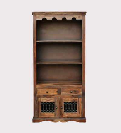 Sheesham Crockery Cabinet with Pull-Out Drawers, Shelves, and Display Section - Image 7
