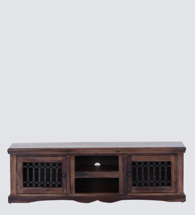 Elegant Sheesham TV Stand with Dual Drawers and Wooden Top Finish - Image 4