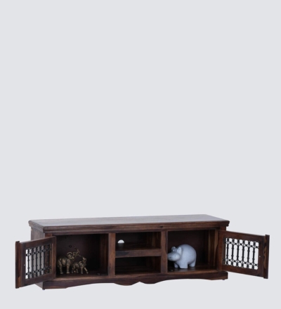 Elegant Sheesham TV Stand with Dual Drawers and Wooden Top Finish - Image 9