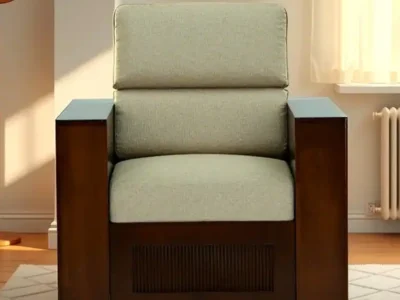 Sleek one seater sofa with removable cushions and armrests